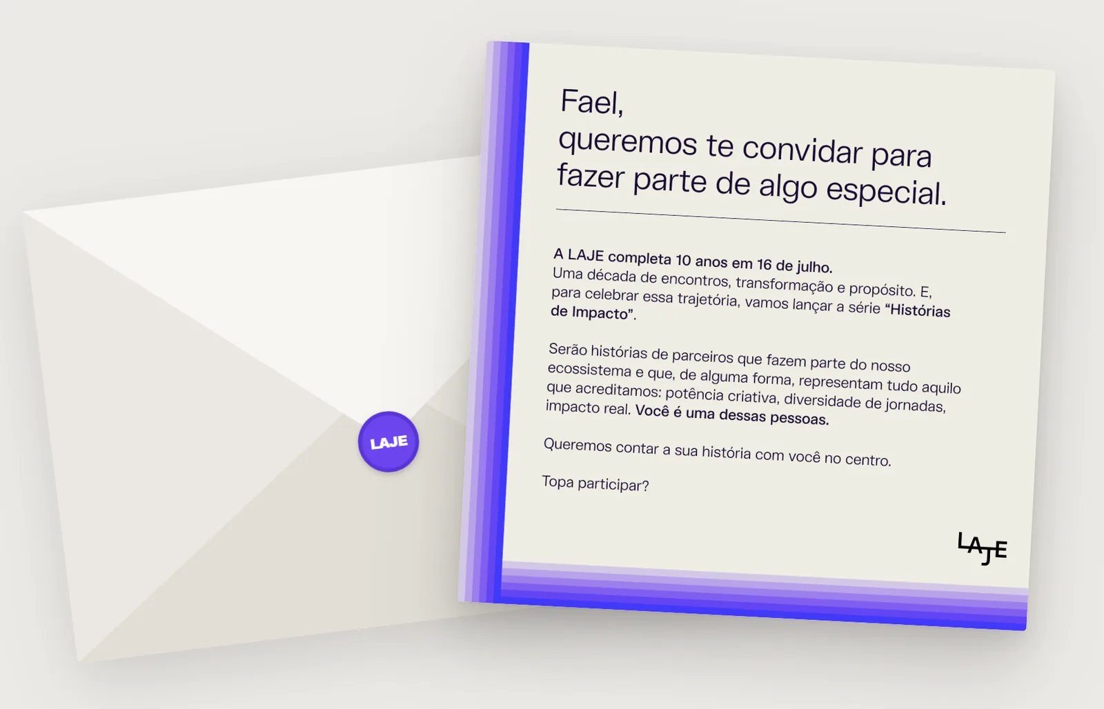Histórias de Impacto invitation sent to Fael