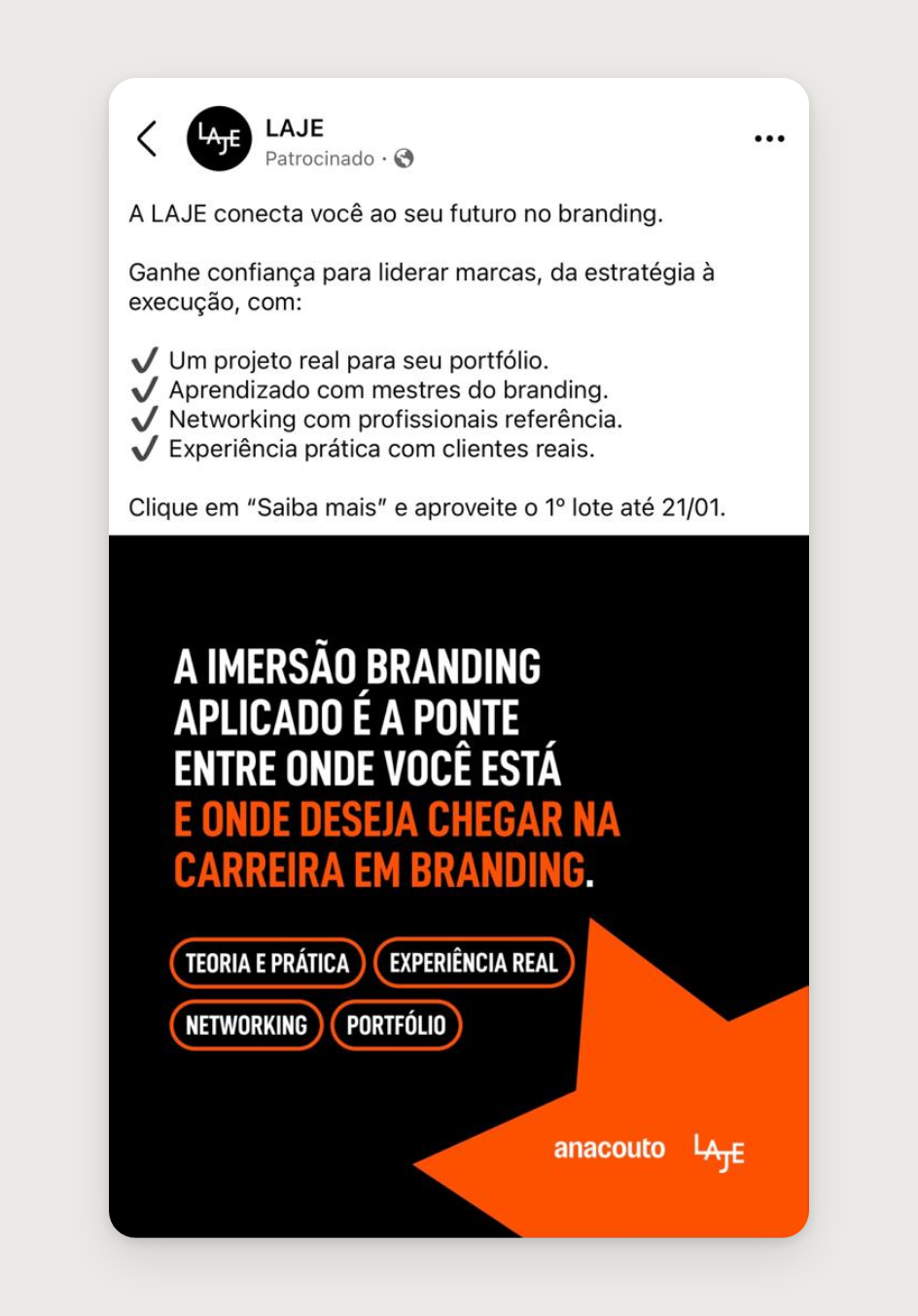 Anúncio A imersão Branding Aplicado é a ponte entre onde você está e onde deseja chegar