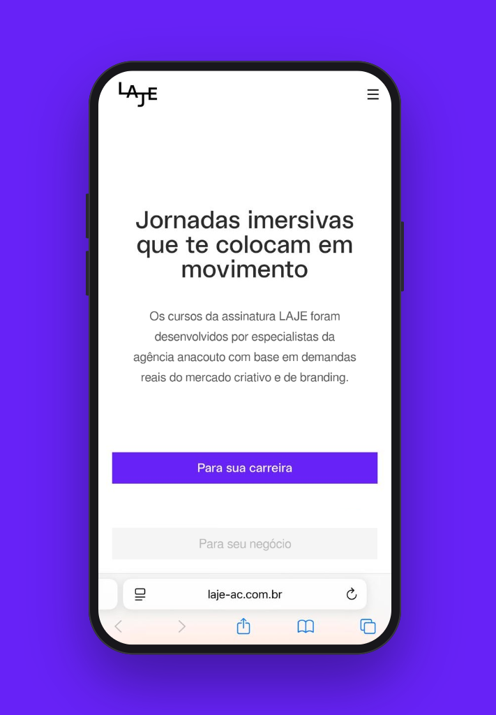 Mockup do site da Assinatura LAJE