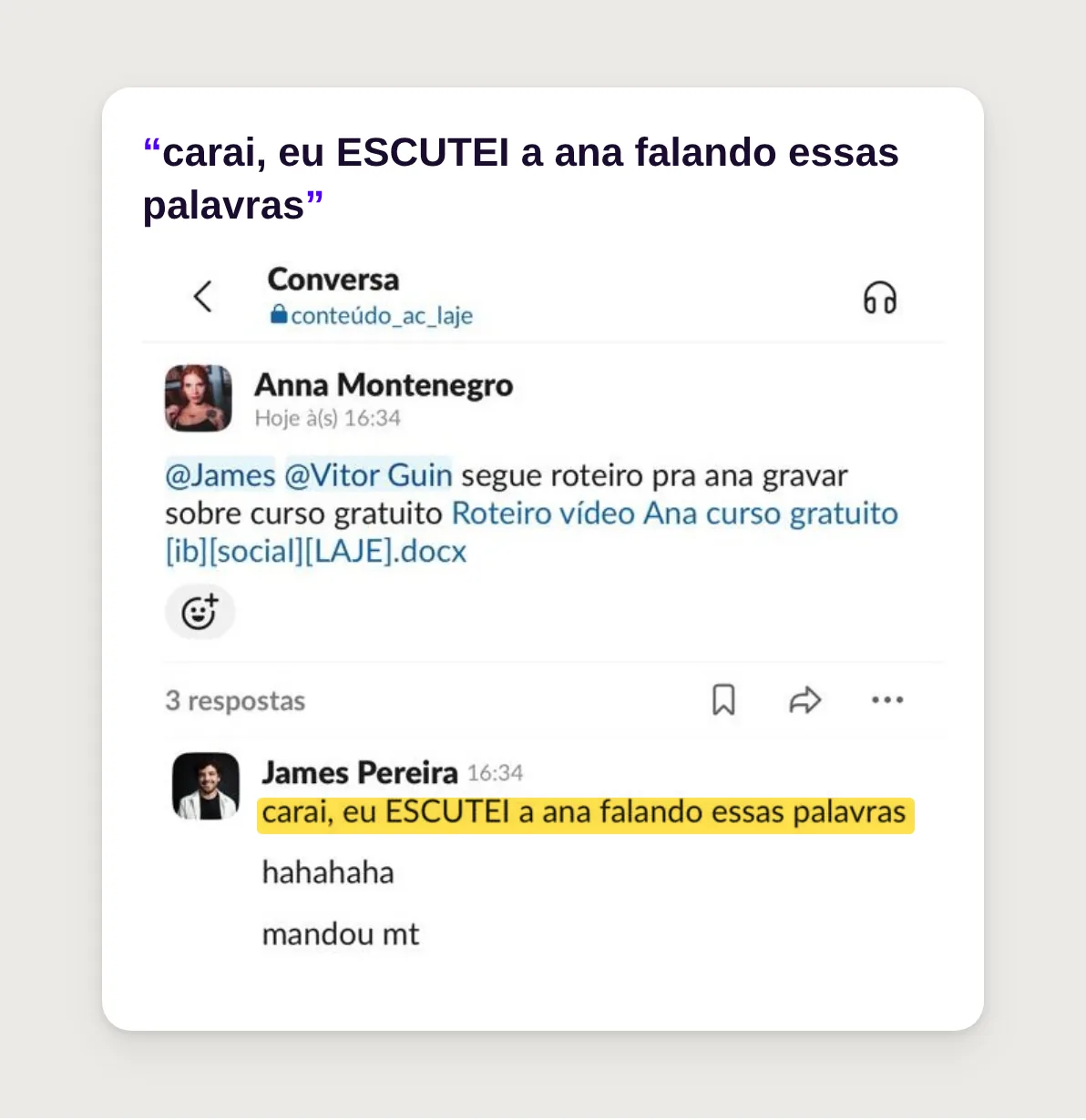 Feedback from James Pereira on the script