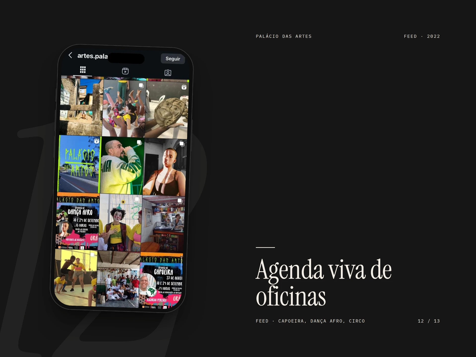 Palácio das Artes feed: a living workshop calendar