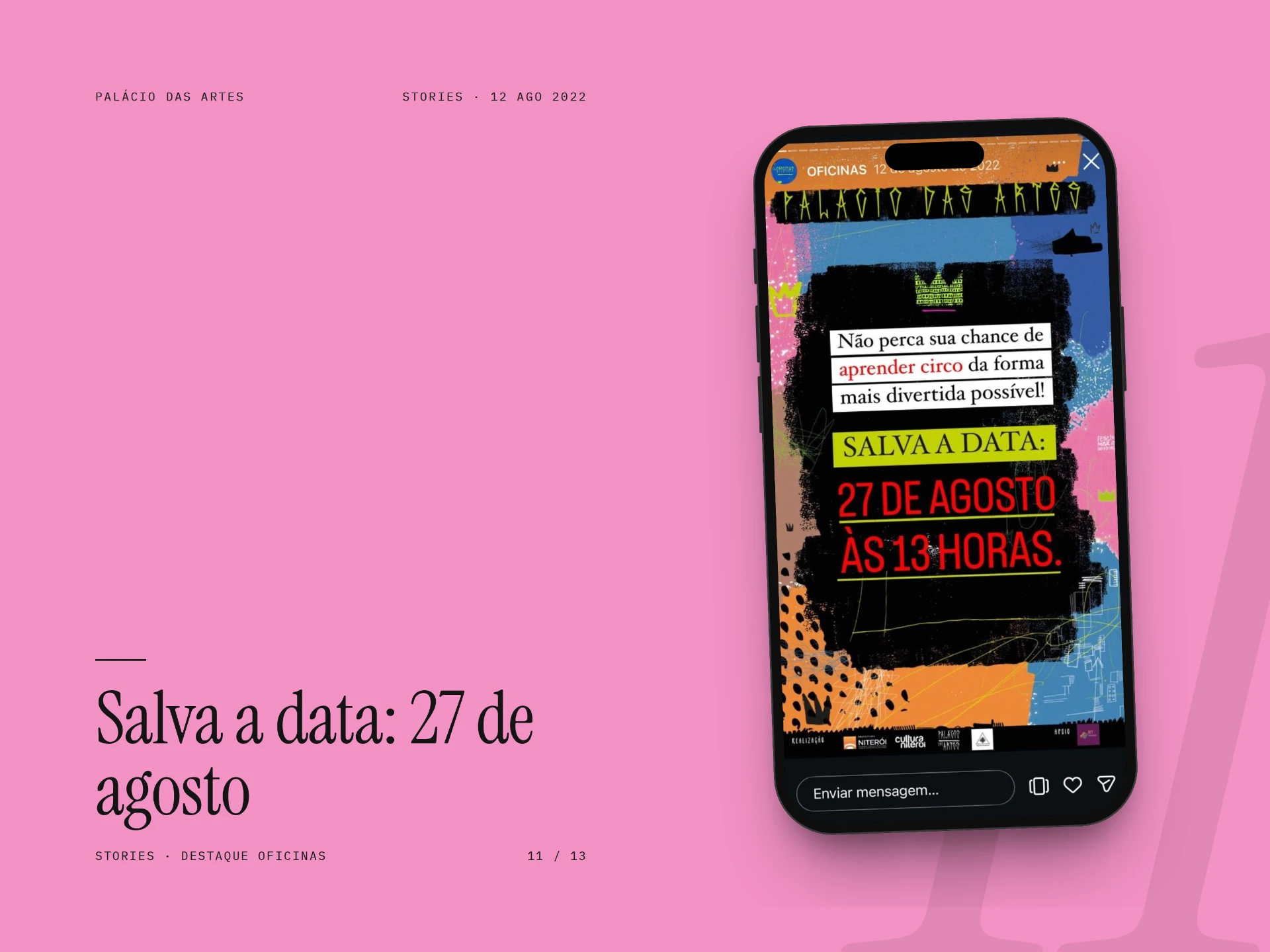Palácio das Artes stories: save the date, August 27